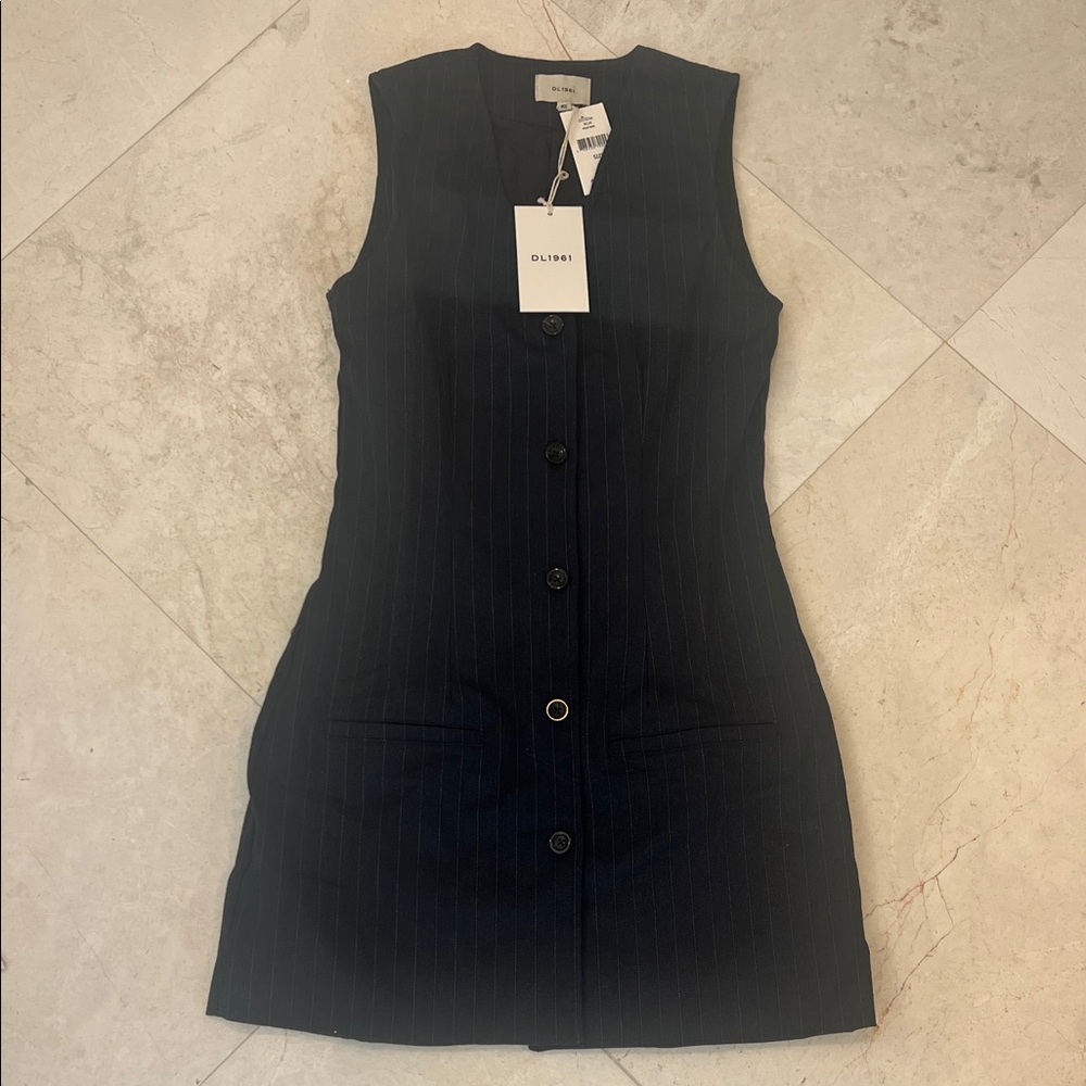 DL1961 Navy Pinstripe Mini Dress